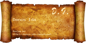 Dencs Ida névjegykártya